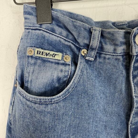 VTG Retro Revolt Denim Jeans Size 12 Embroidered Fish Raw Hem Straight *Read - Picture 2 of 13